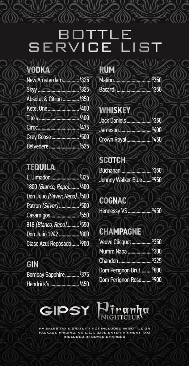 Bottle Service List